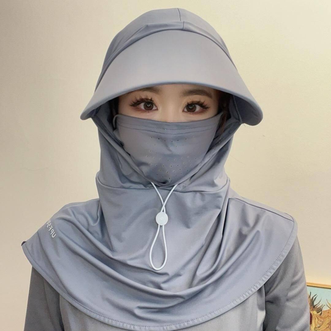 遮阳帽夏季采茶防晒帽女遮脸面罩防紫外线太阳帽骑车防风干活女帽