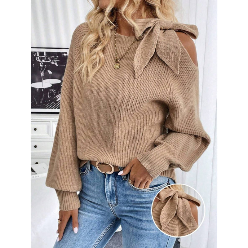 T 65645 One shoulder sweater women 单侧露肩女士毛衣跨境