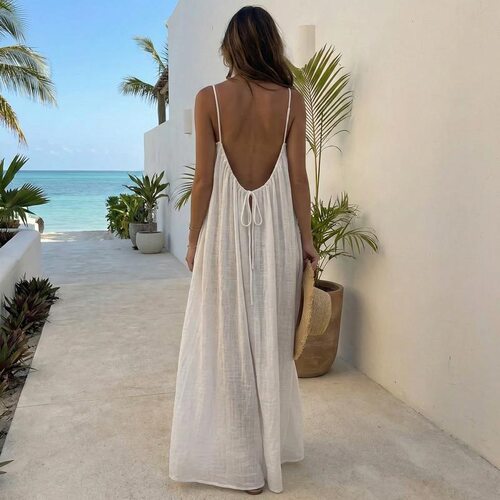 Womens Solid Color Cami Slip Dress Breathable Summer