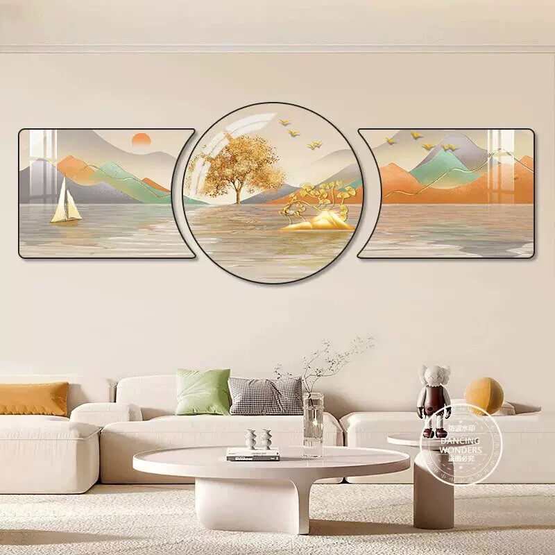 背靠金山轻奢客厅装饰画沙发背景墙挂画壁画简约现代墙画大气高档