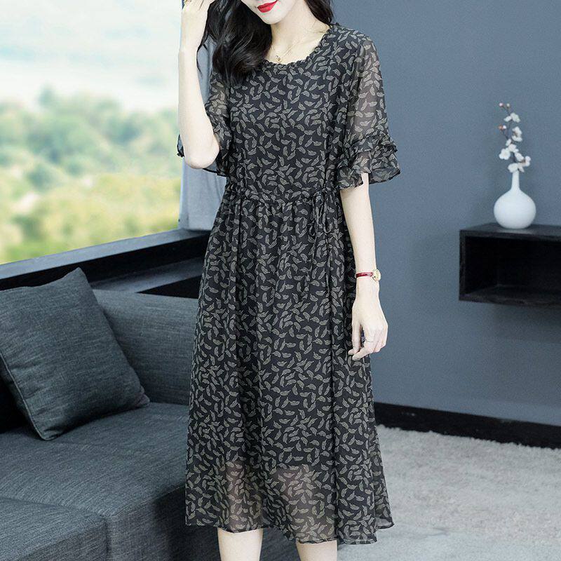 2026碎花时尚雪纺减龄连衣裙夏季新款宽松显瘦气质名媛裙子