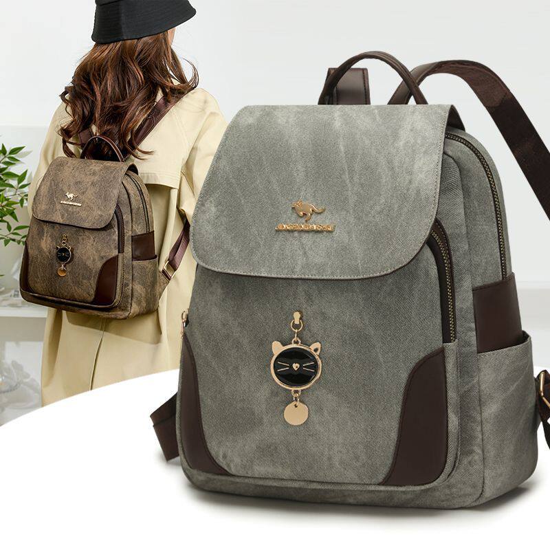 高级女士休闲简约双肩包包女2025设计新款时尚轻便大容量旅行背包