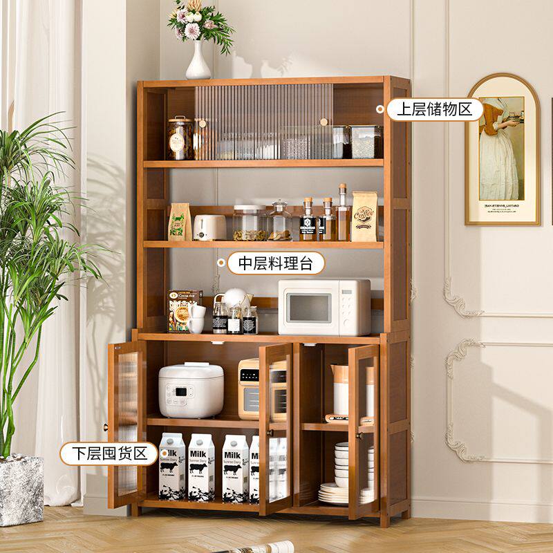 楠竹餐边柜简约现代客厅靠墙一体茶水柜酒柜全楠竹厨房储物收纳柜