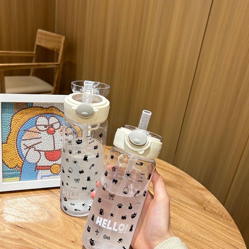高颜值女生夏日大容量简约吸管杯学生新款便携可爱儿童喝水杯子图片