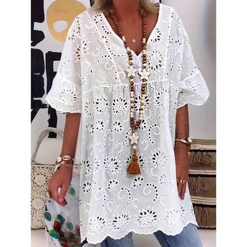 K 55689 V Neck Embroidered Dress 刺绣连衣裙 跨境亚马逊欧美
