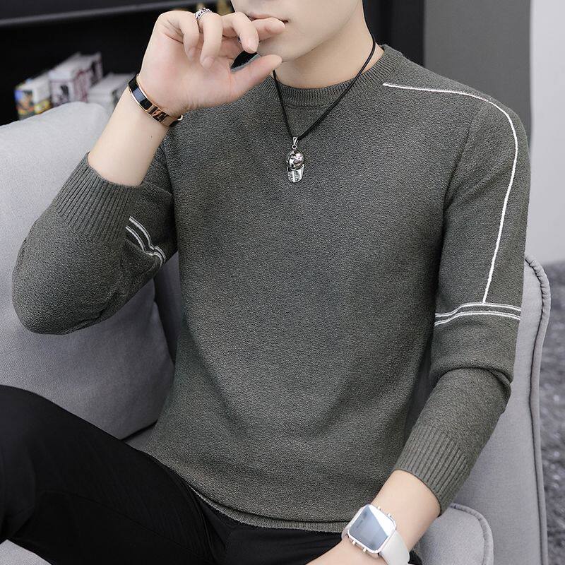 2022新款秋冬季毛衣男韩版长袖t恤针织打底衫秋衣加厚加绒毛线衣