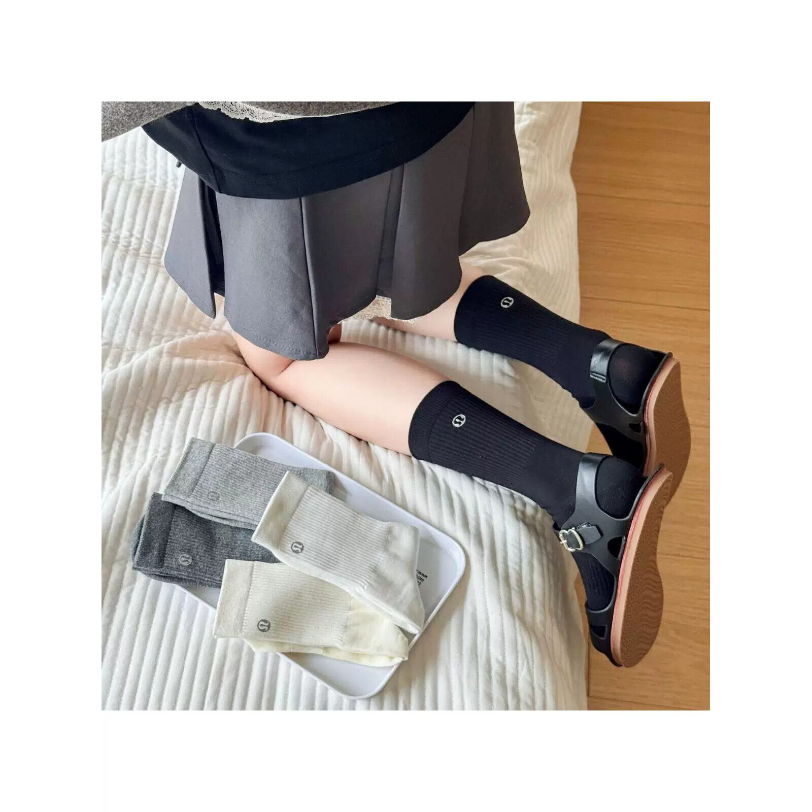 袜子女秋季新品中筒袜纯棉吸汗防滑棉袜潮流网红款lulu运动袜夏天