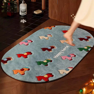 浴室地垫吸水防滑厕所脚垫2026新款马年洗手间入门垫化妆室小地毯