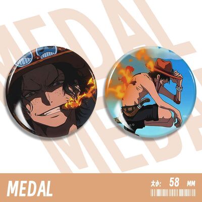 海贼王艾斯周边彩虹镭射吧唧徽章动漫58mm徽章胸针高颜值挂饰挂件