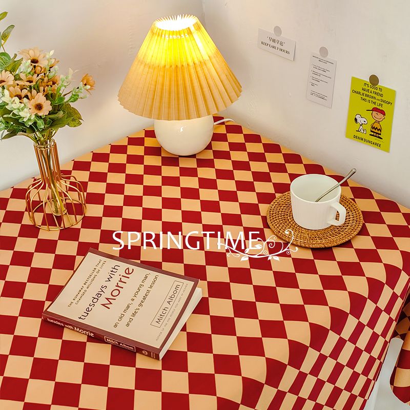 棋盘格北欧风桌布ins风日系网红方格子学生宿舍书桌布圆桌餐桌布