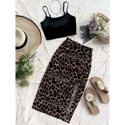 B 92464 High waist leopard skirt 高腰豹纹半身裙跨境速卖