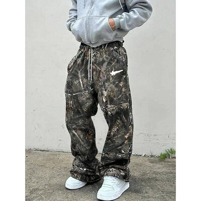 Mens Casual Camo Pants with Meteor Print LooseFit
