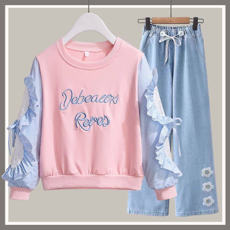 学生卫衣套装春秋新款少女洋气中大童秋天衣服宽松学院两件单/套