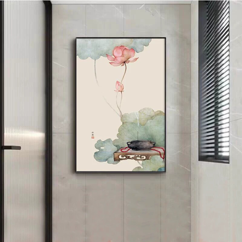 莲花净秽图卫生间装饰画现代简约洗手间风水画荷花挂画餐厅墙壁画