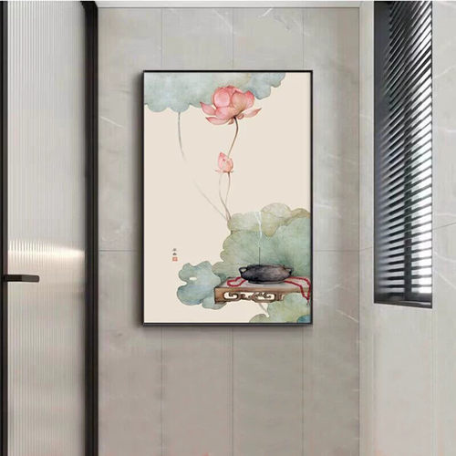 莲花净秽图卫生间装饰画现代简约洗手间风水画荷花挂画餐厅墙壁画