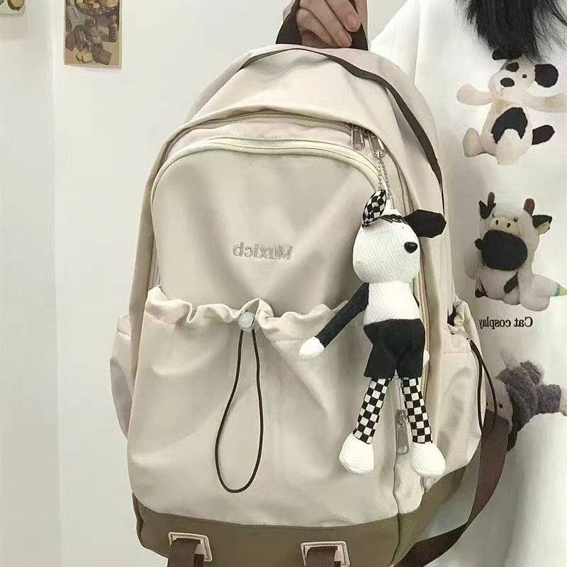 日系ins简约百搭双肩包女初高中生大学生书包通勤电脑旅行背包男