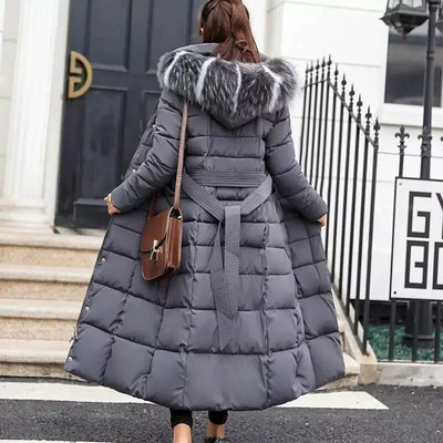 Long Down Cotton Parkas Coat Female New Winter Over Knee