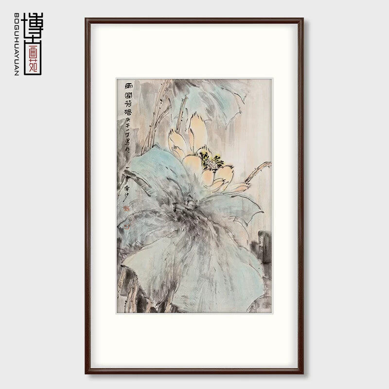 新中式玄关装饰画手绘花鸟画餐厅走廊壁画客厅挂画水墨风景画国画