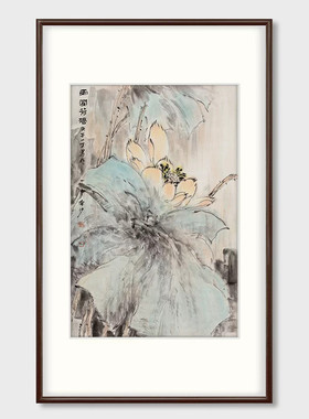 新中式玄关装饰画手绘花鸟画餐厅走廊壁画客厅挂画水墨风景画国画