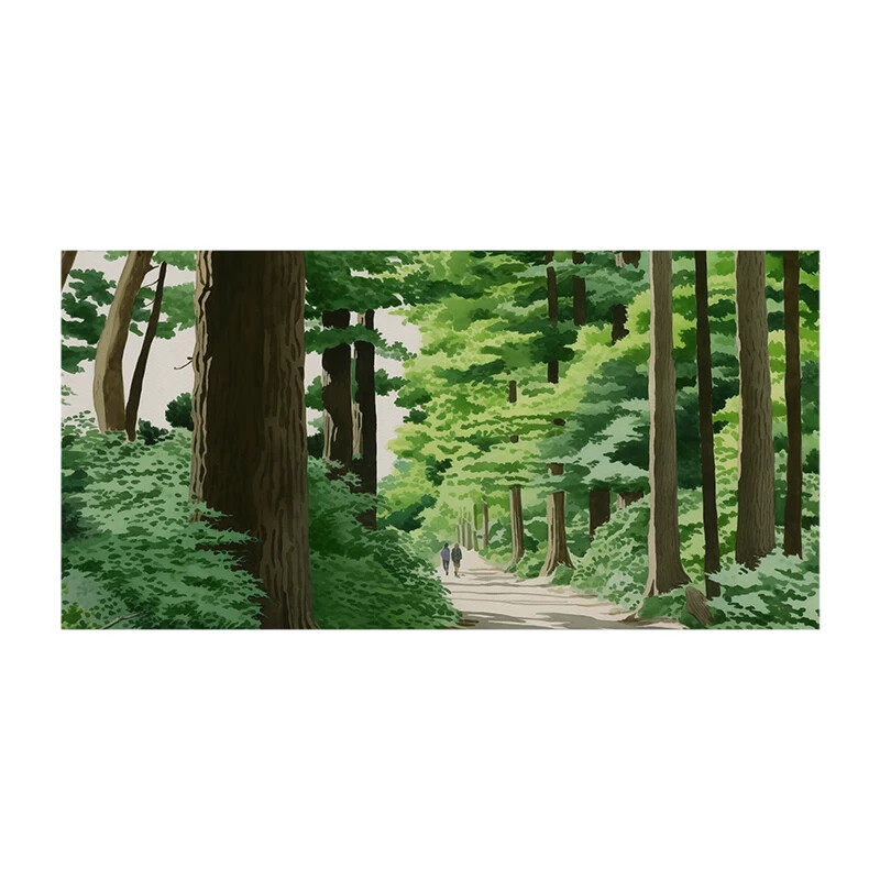 布纸有爱 自然漫步 现代简约卧室床头装饰画横版风景树林背景挂画