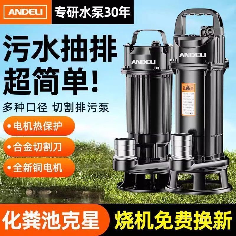 切割污水泵220v抽粪泵农用排污泵泥浆家用小型抽粪机厕所电瓶取电