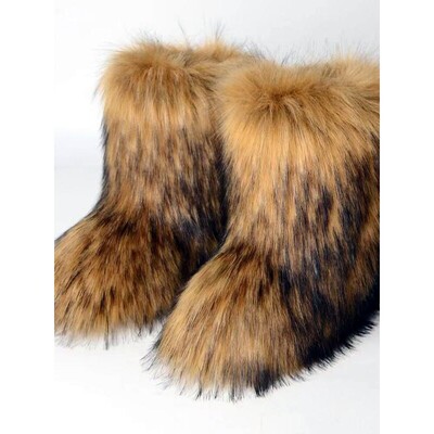 Women's Faux Fur Yeti Snow Boots Large Size Plush Winter