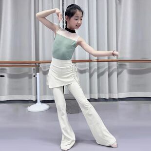 女大童舞蹈裤喇叭裙裤假两件舞蹈老师加长版遮臀瑜伽裤显瘦练功裤