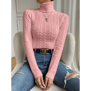 W 25235 Turtleneck cable sweater 高领麻花毛衣跨境速卖通
