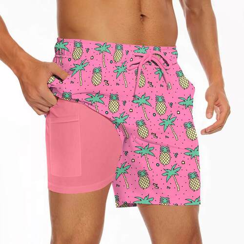 Y 11660 Printed double layer beach shorts 印花双层休闲沙滩裤