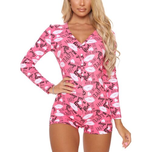 U 99198 Sexy V Neck Long Sleeve Shorts Jumpsuit 性感连体家居