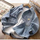 休闲外套衬衣中大童上衣 儿童长袖 男童牛仔衬衫 2025春秋新款