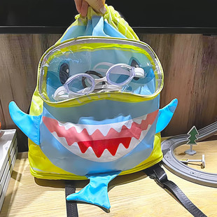 鲨鱼防水游泳包干湿分离儿童成人运动健身包女生2025新款洗漱包