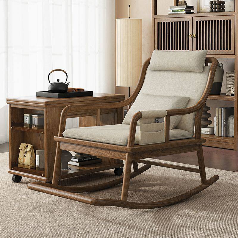 新中式全实木摇椅白蜡木大人家用阳台休闲躺椅客厅家具午睡椅子