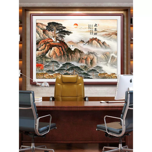 新款五岳独尊挂画有山无水画靠山图老板办公室装饰画泰山日出壁画