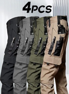 4 Pack Tactical Pants for Men Stretch Ripstop Work Pants for