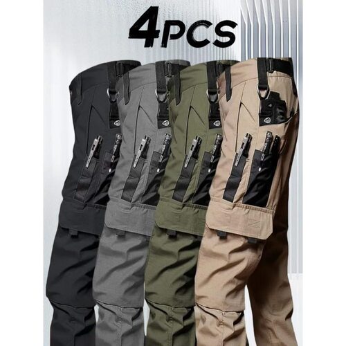 4 Pack Tactical Pants for Men Stretch Ripstop Work Pants for