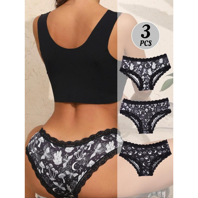 K 50301 Skull print women's briefs 骷髅头印花内裤跨境速