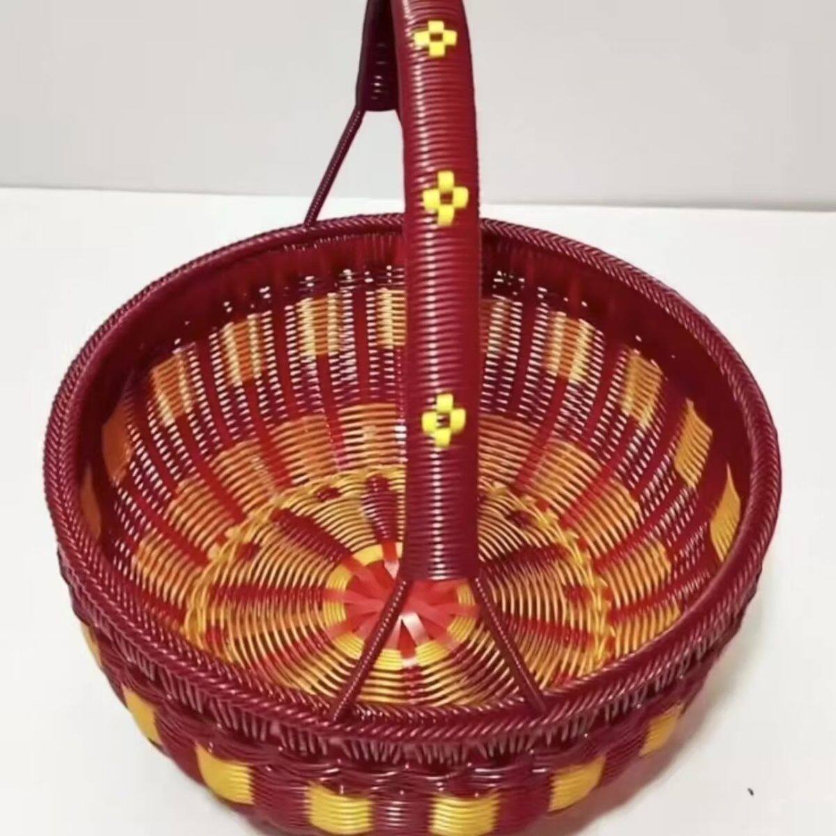 篮子手工编织水果篮收纳手提提篮家用菜篮子纯手工拜神成品野餐