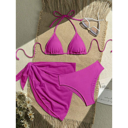 O 73134 Printed tie three-piece swimsuit 印花系带三件套泳衣