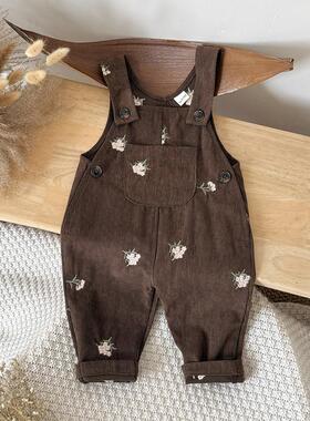 Y 89575 Floral Embroidered Overalls 碎花刺绣背带裤 跨境
