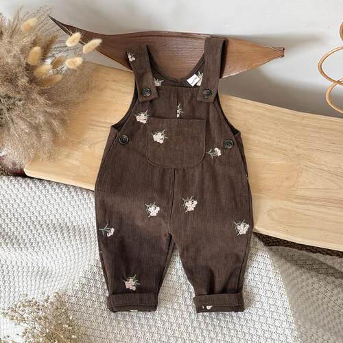 Y 89575 Floral Embroidered Overalls 碎花刺绣背带裤 跨境