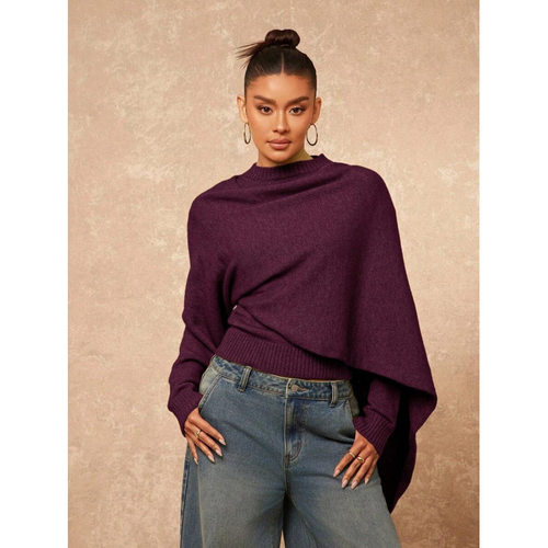 D 14187 Casual solid color knit sweater 慵懒风纯色针织衫
