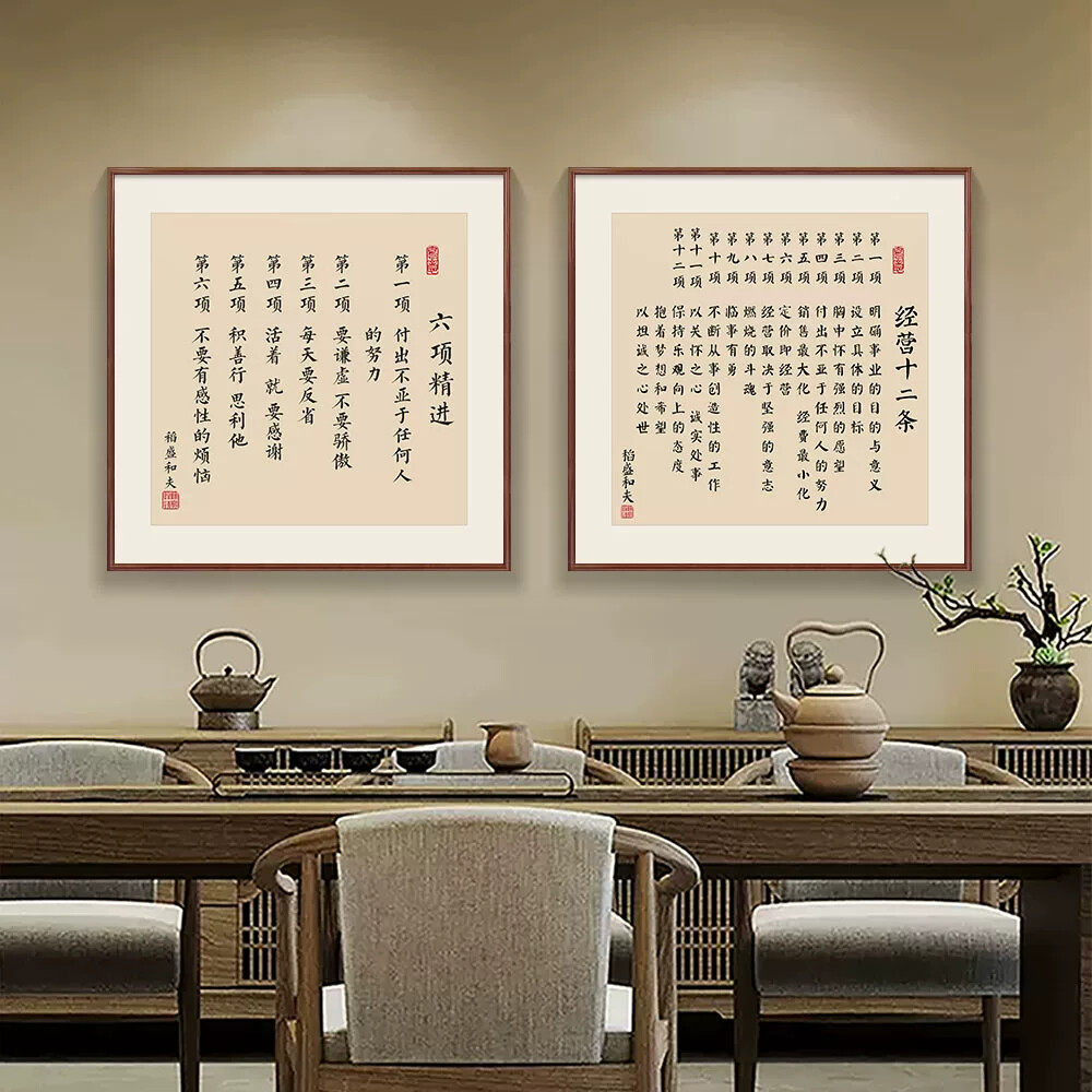 稻盛和夫六项精进办公室励志挂画书房茶室公司企业文化墙装饰字画