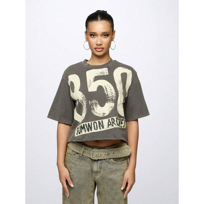 M 21583 Y2K Digital Print T-shirt Y2K 数字印花短袖跨境外