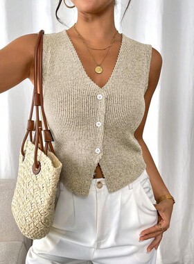 Womens Solid Color V Neck Tank Top Basic Casual Fitted