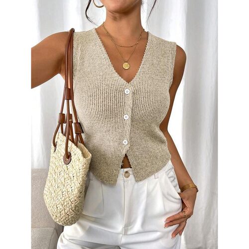 Womens Solid Color V Neck Tank Top Basic Casual Fitted