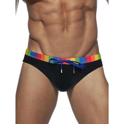 O 16462 Color Block Swim Trunks 拼色印花男三角泳裤跨境速