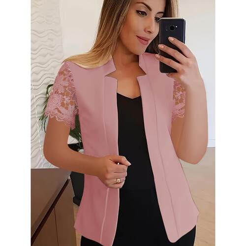 J 23485 Women's lace short sleeve blazer 女蕾丝短袖小西装