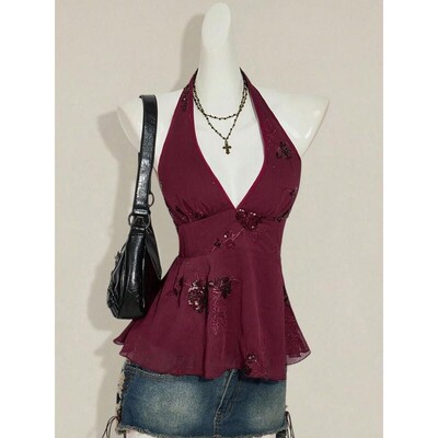 Spring Summer Womens New Fashion Feminine Elegant Deep V
