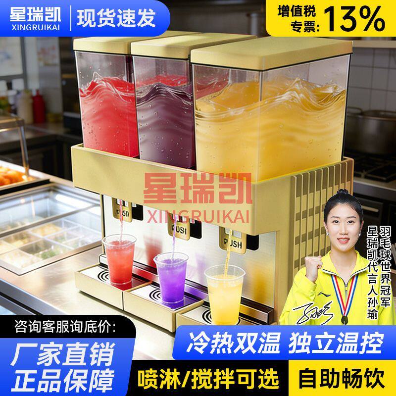 双缸饮料机自助果汁机商用冷热双温三缸全自动冷饮机